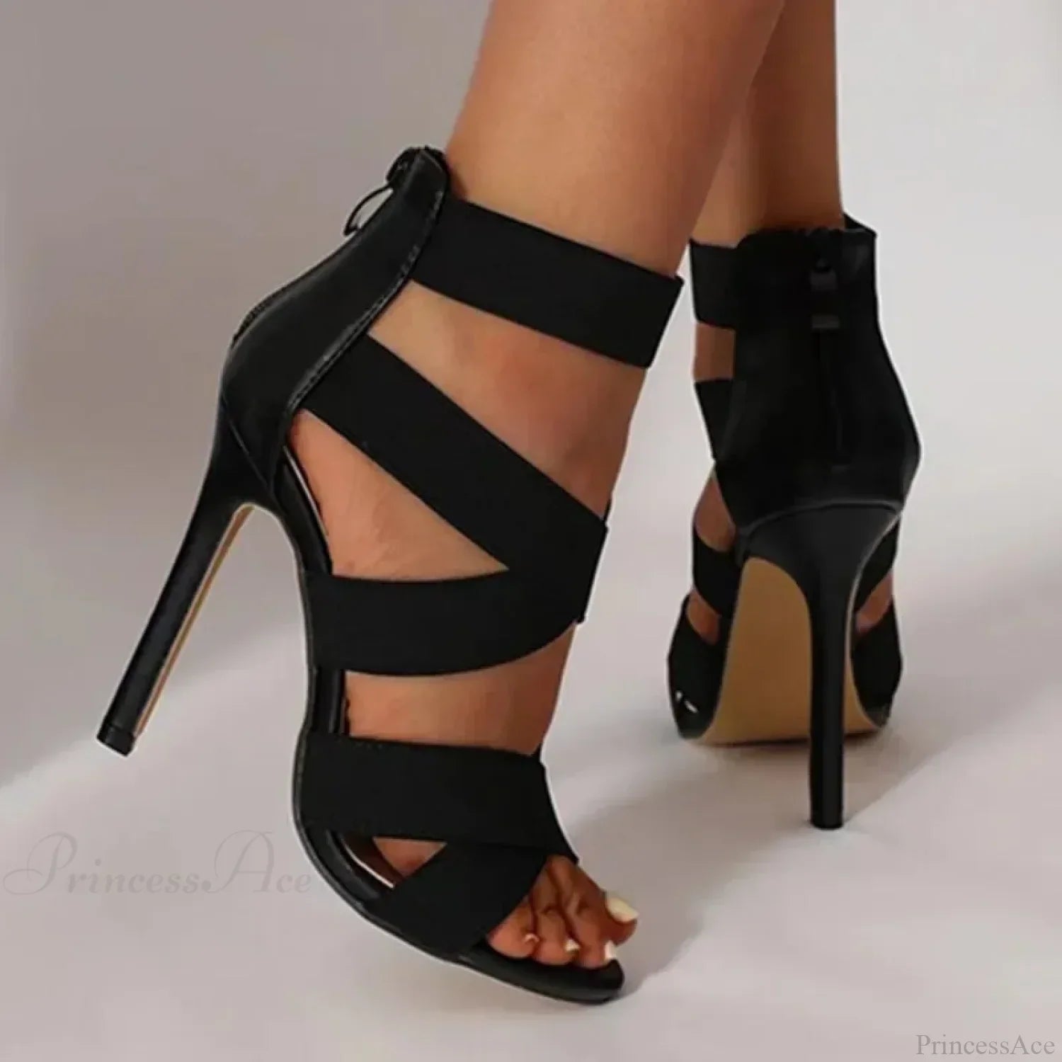 Gold Sexy Strange High Heels Gladiator Narrow Band Square ToeBuckle Strap Wedding Banquet Pumps High Heel