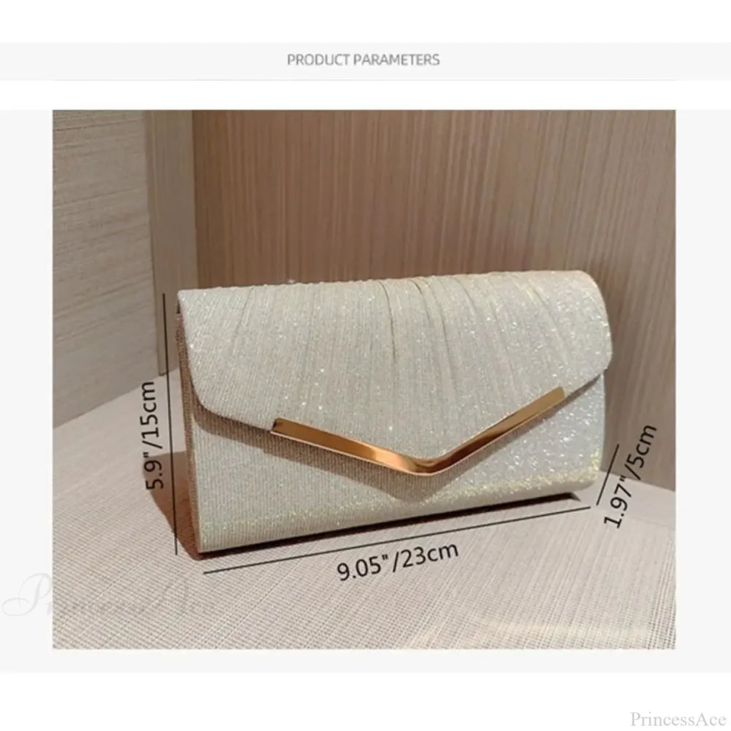 Gold Silver Elegant Banquet Clutch Shoulder Bag Purse