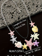 Starfish Shell Pearl Necklace with Adjustable Chain