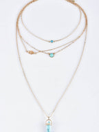 Turquoise Pendant Layered Necklace in Boho-Chic Gold