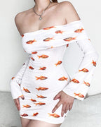 Goldfish Off Shoulder Mini Dress
