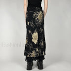 Goth Floral Double Layer Skirt