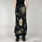 Goth Floral Double Layer Skirt