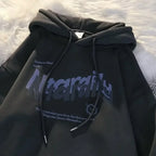 Goth Letter Print Casual Oversized Hoodie