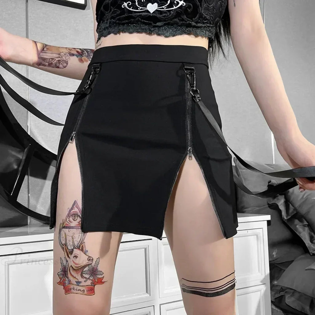 Gothic Bag Hip Split Vintage Skirt