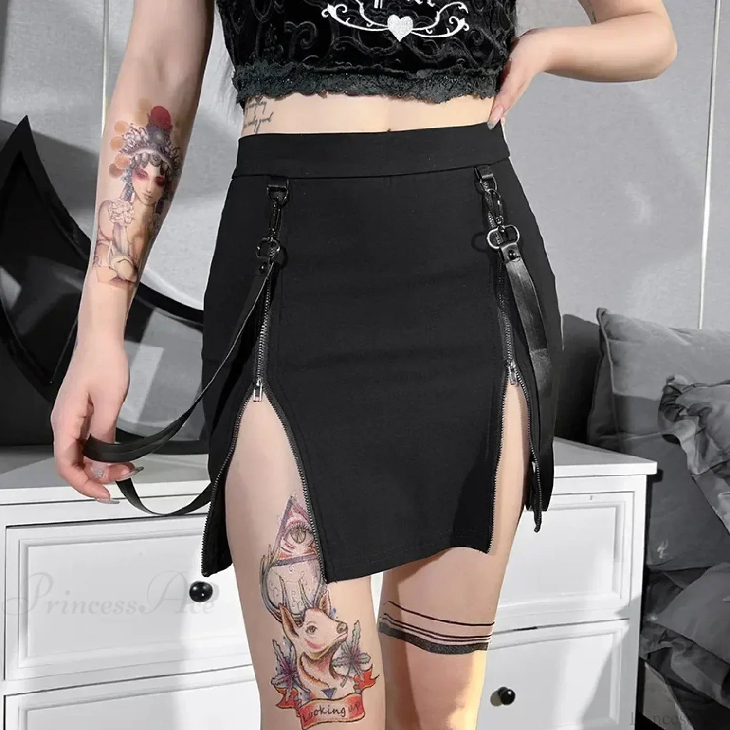 Gothic Bag Hip Split Vintage Skirt