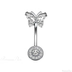 Gothic Heart Dangle Butterfly Belly Ring