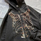 Gothic Long Sleeve Zipper Hoodie