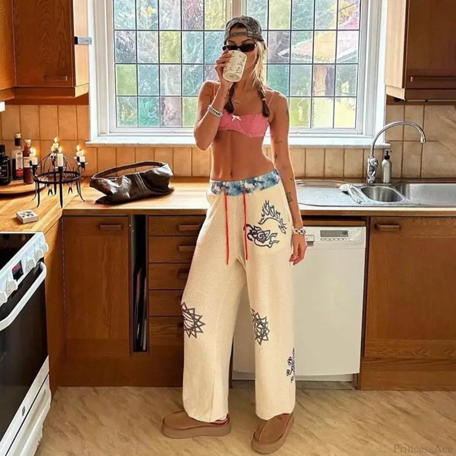 Gothic Print Y2K Women Grunge Pants