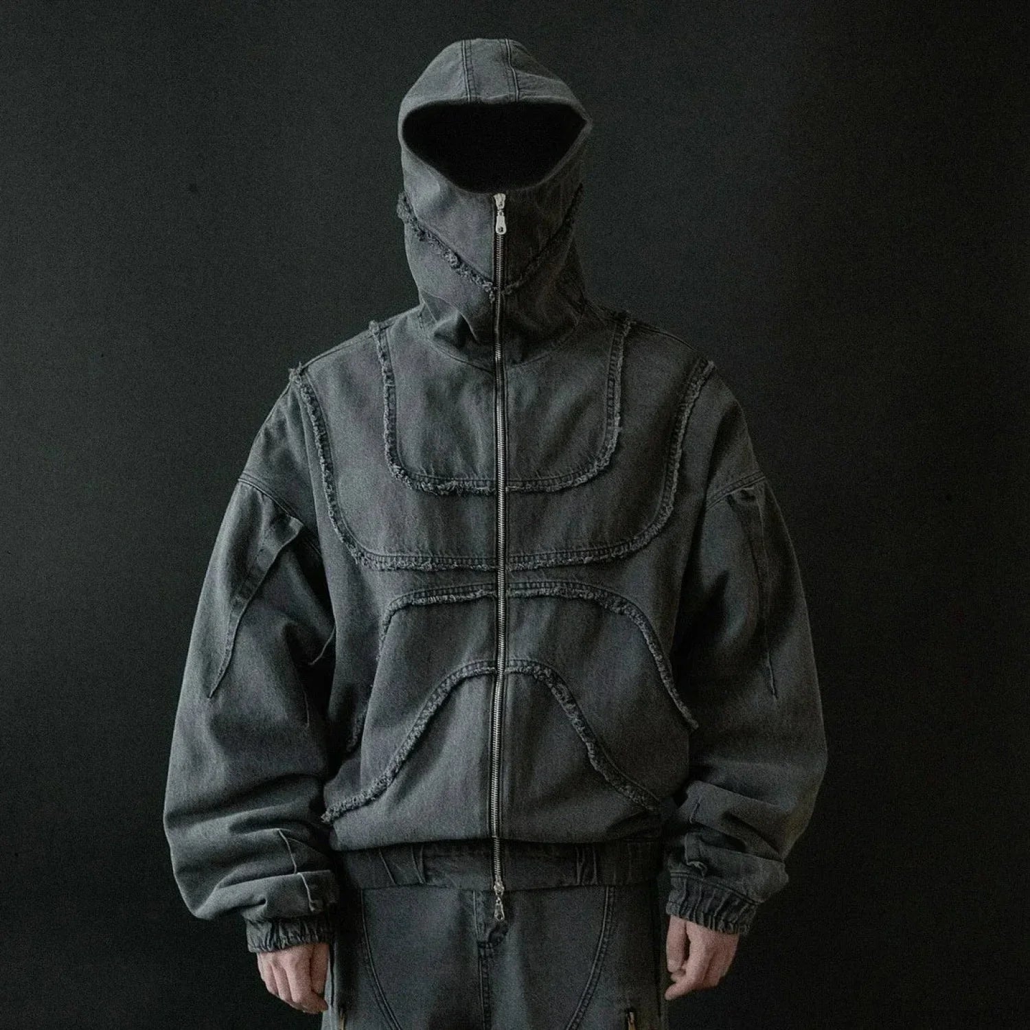 Gothic Punk Washed Zipper Hoodie