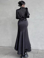 Graceful Bandage Extended Sleeve Midi Dress