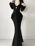 Graceful Lace Patchwork Corset Long Dress