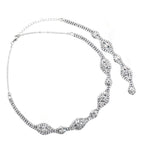 Rhinestone Bridal Necklace with Backdrop - Silver