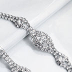 Rhinestone Bridal Necklace with Backdrop - Silver