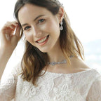 Rhinestone Bridal Necklace with Backdrop - Silver