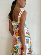 Multicolor Graffiti Print Sleeveless Long Dress