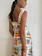 Multicolor Graffiti Print Sleeveless Long Dress