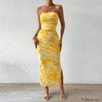 Graphic Off-Shoulder Midi Dress
