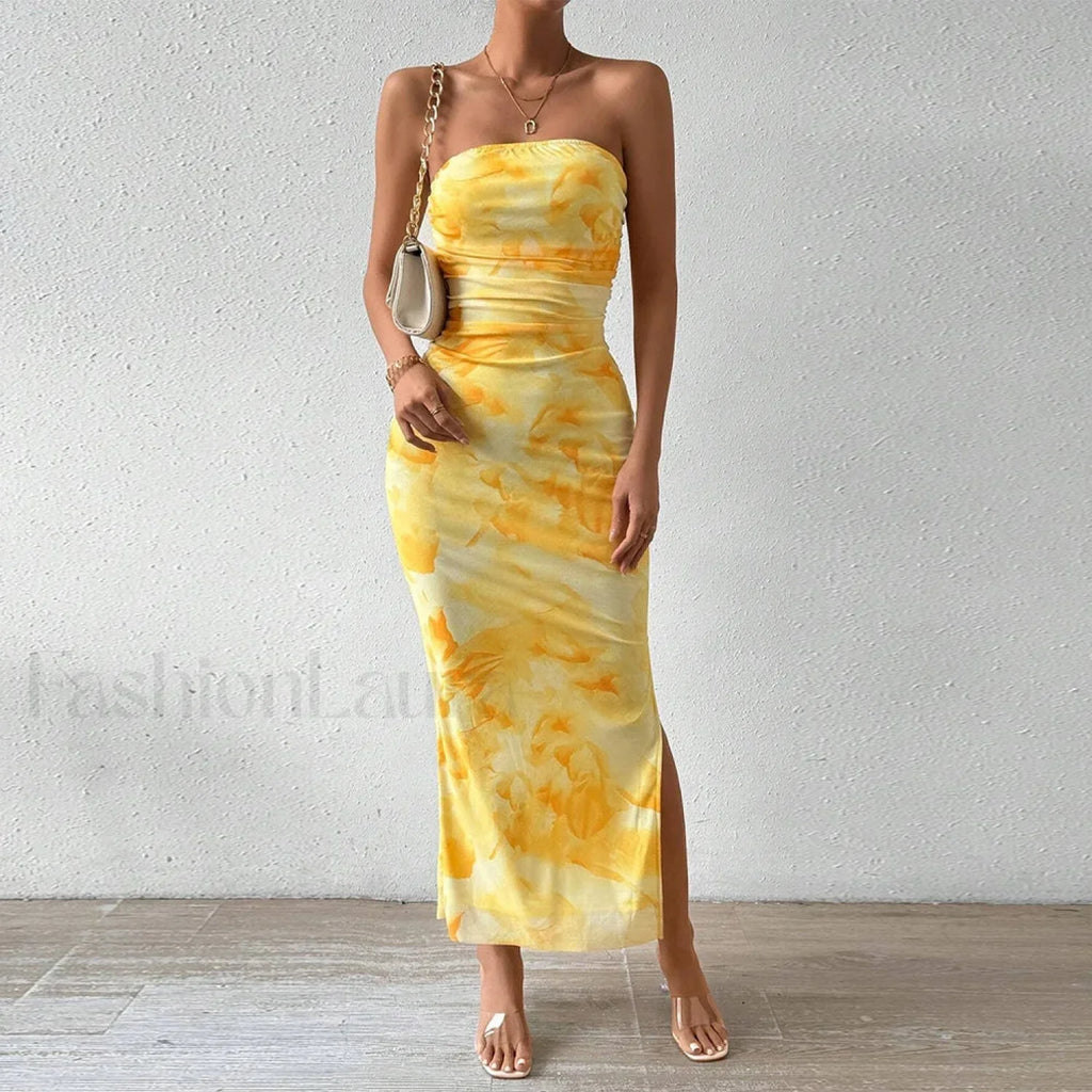 Graphic Off-Shoulder Midi Dress