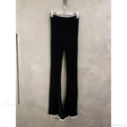 Gray Lace Flare Women Casual Knit Pants