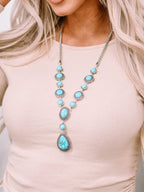 Turquoise Crackle Water Drop Necklace Bohemian Vibes