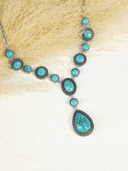 Turquoise Crackle Water Drop Necklace Bohemian Vibes