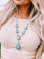 Turquoise Crackle Water Drop Necklace Bohemian Vibes