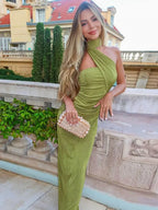 Green Strapless Bodycon Maxi Dress