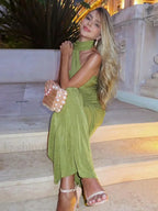 Green Strapless Bodycon Maxi Dress