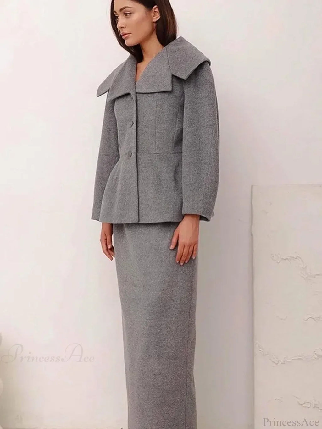 Grey Wool Blends Coat