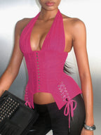 Corset Tops Purple Corset Tops Sexy Slim Fit Lace Up Lace-up Tops