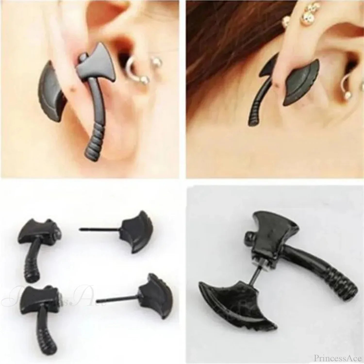 Halloween Dark Spider Amulet Stud Earring