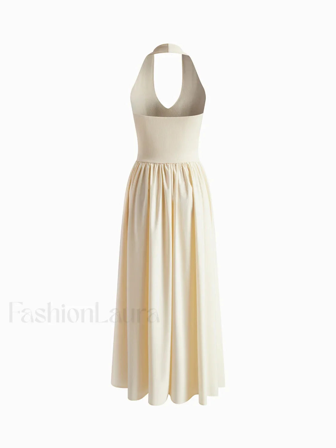 Off-white Halter Backless Pockets Dress