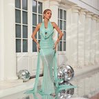 Halter Backless Sequin Mermaid Floor Length Prom Dress