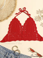 Halter Crochet Hollow Trendy Crop Tops