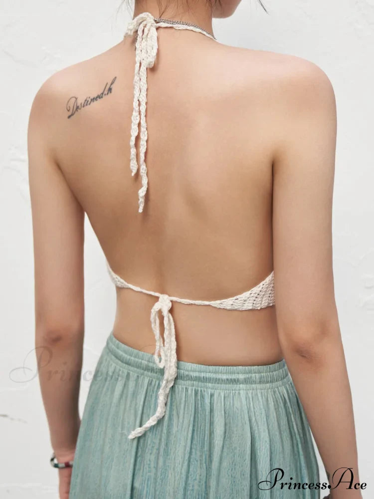Halter Crochet Hollow Trendy Crop Tops