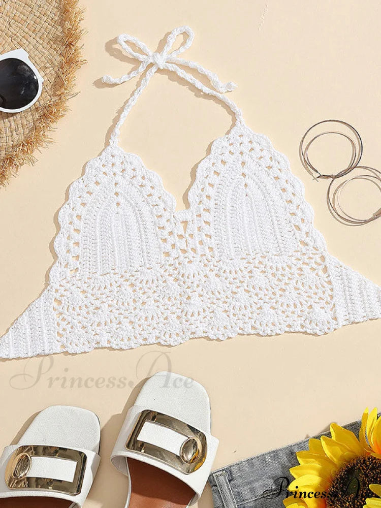 Halter Crochet Hollow Trendy Crop Tops