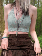 Halter Crochet Hollow Trendy Crop Tops