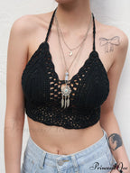 Halter Crochet Hollow Trendy Crop Tops