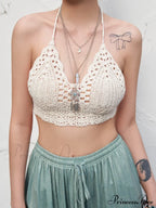 Halter Crochet Hollow Trendy Crop Tops