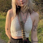 Halter Crochet Hollow Trendy Crop Tops