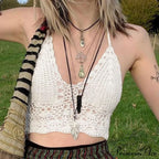 Halter Crochet Hollow Trendy Crop Tops