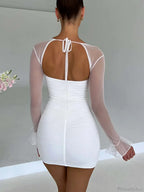 Halter Lace-Up Petal Mini Dress