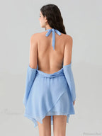 Halter Tie-Up Cowl Neck Mini Dress
