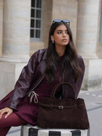 The Dalila — Structured Suede Top Handle Bag