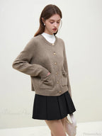 Handmade Bow Knit Brown Cardigan