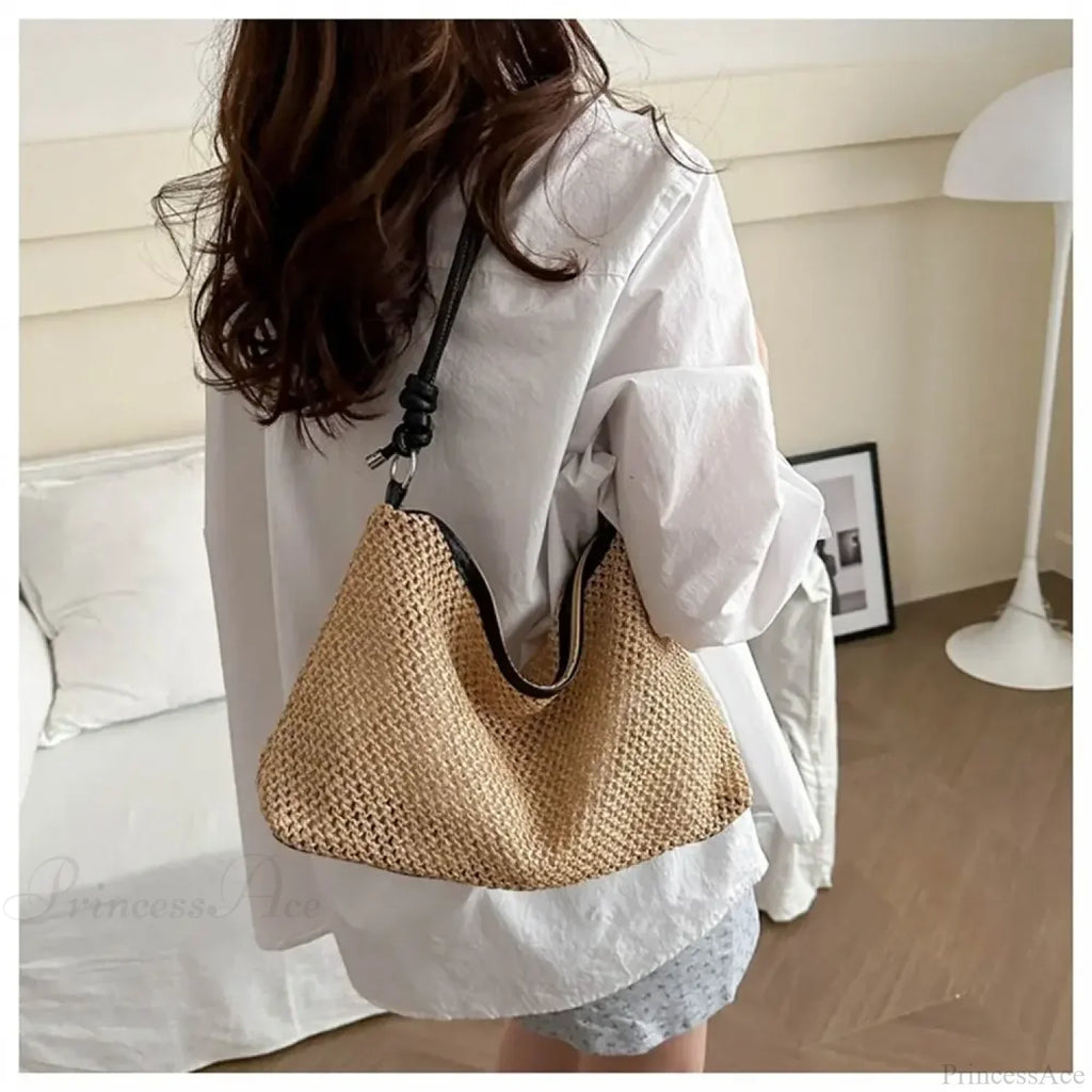 Handmade Braid Straw Beach Shoulder Bag