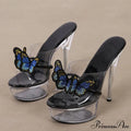 Handmade Embroidered Butterfly Women's Transparent Heels Platform Sandals