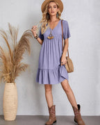 Adriana Exclusive Vintage Dress with V Neck & Lace Design Chic Silhouette Collection