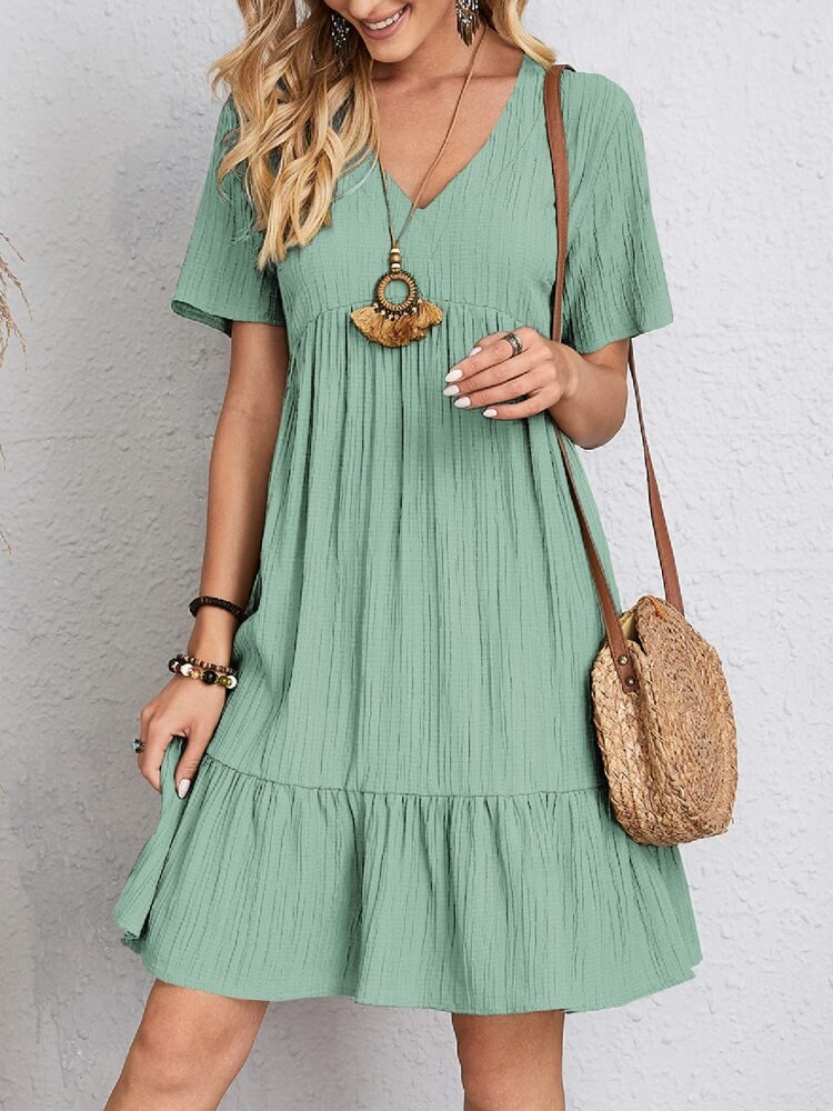 Adriana Exclusive Vintage Dress with V Neck & Lace Design Chic Silhouette Collection